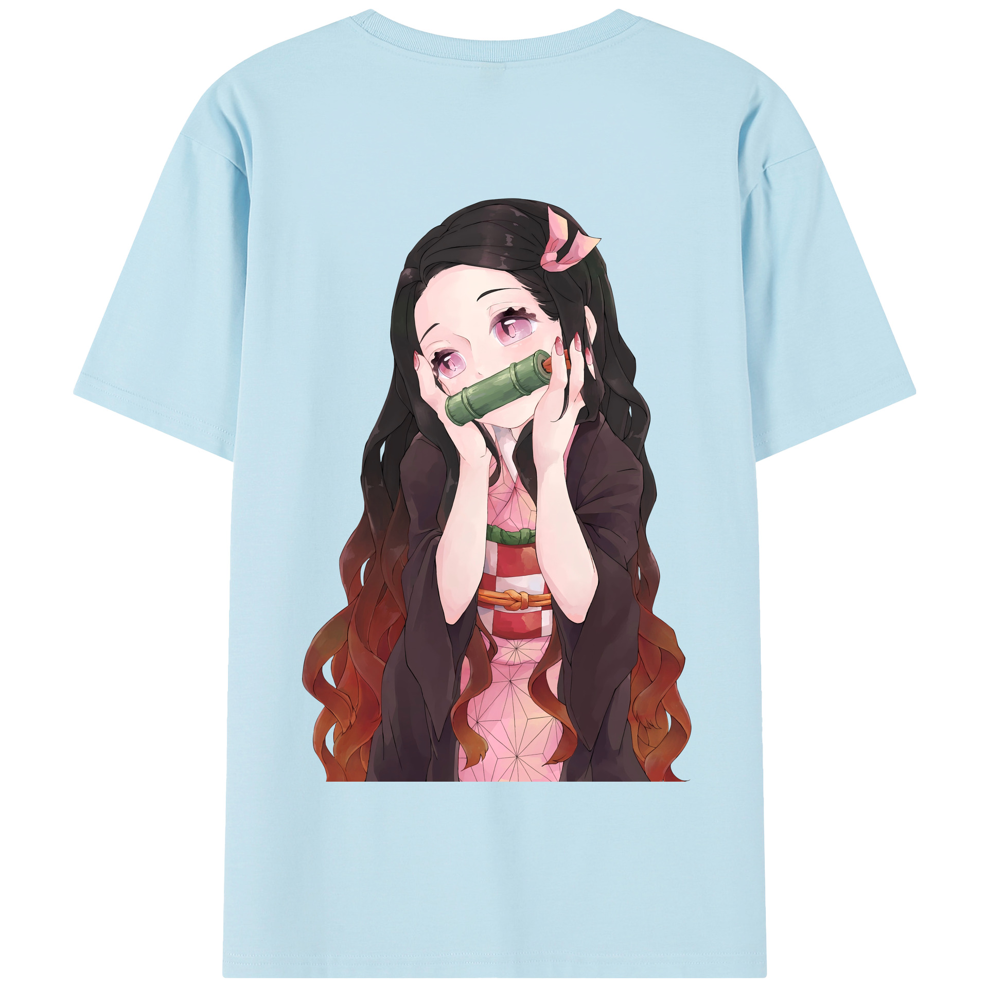 （画像用） 鬼滅の刃（きめつのやいば）竈門 禰󠄀豆子／かまど ねずこ Kamado Nezuko 綿100％半袖Tシャツ（背面プリント）